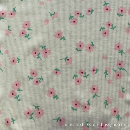 Desain bunga lembut rajutan kain iga rajut